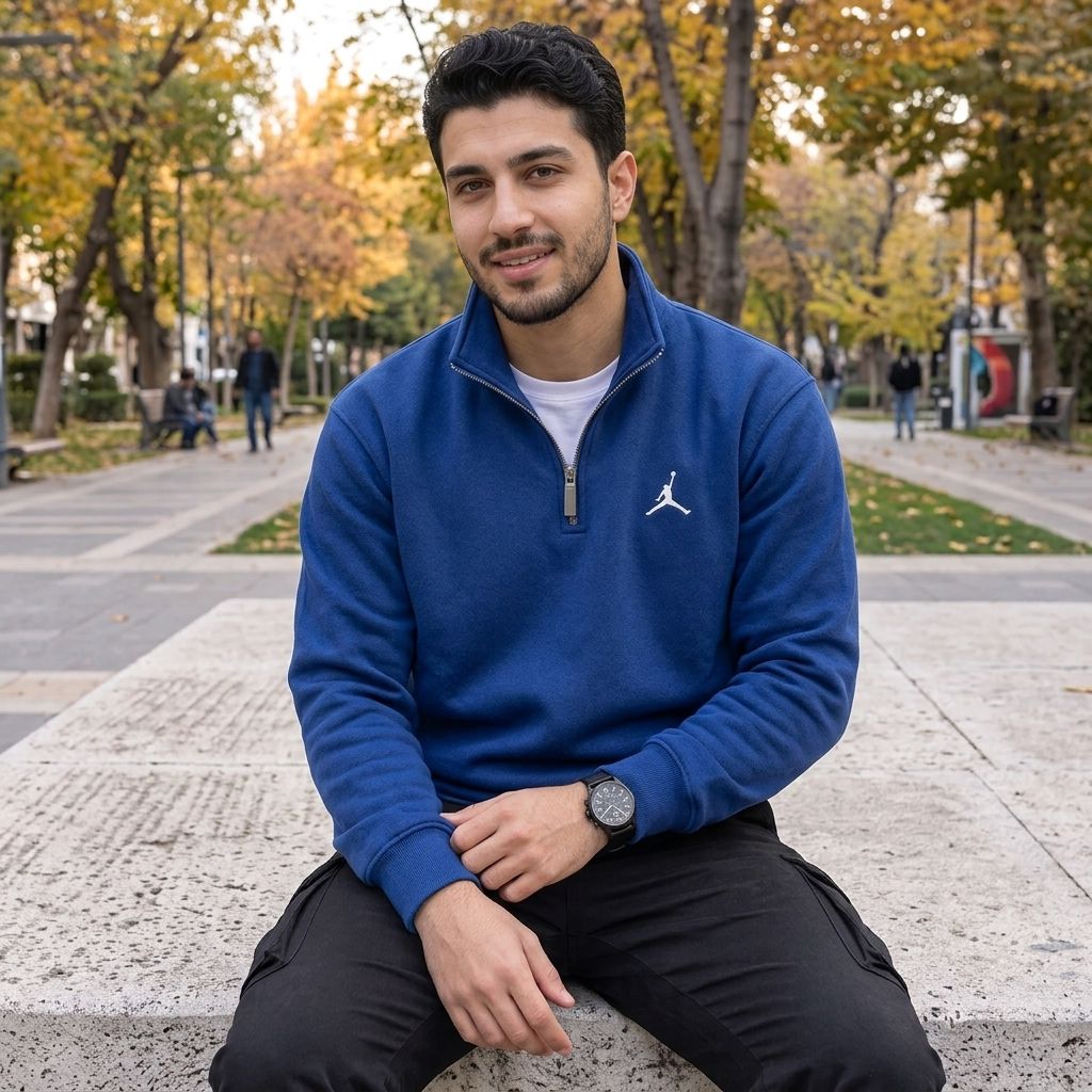 دورس نیم زیپ مردانه مدل Jordan-سرمه ای